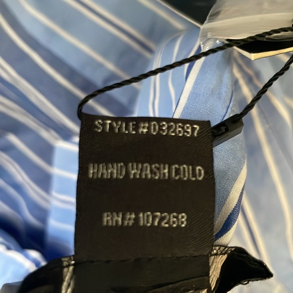 Gracia Blue and White Asymmetrical Sundress with Dress Shirt Collar - Picture 7 of 8